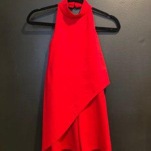 Pretty Little Thing Red Short Halter Mid-back Romp